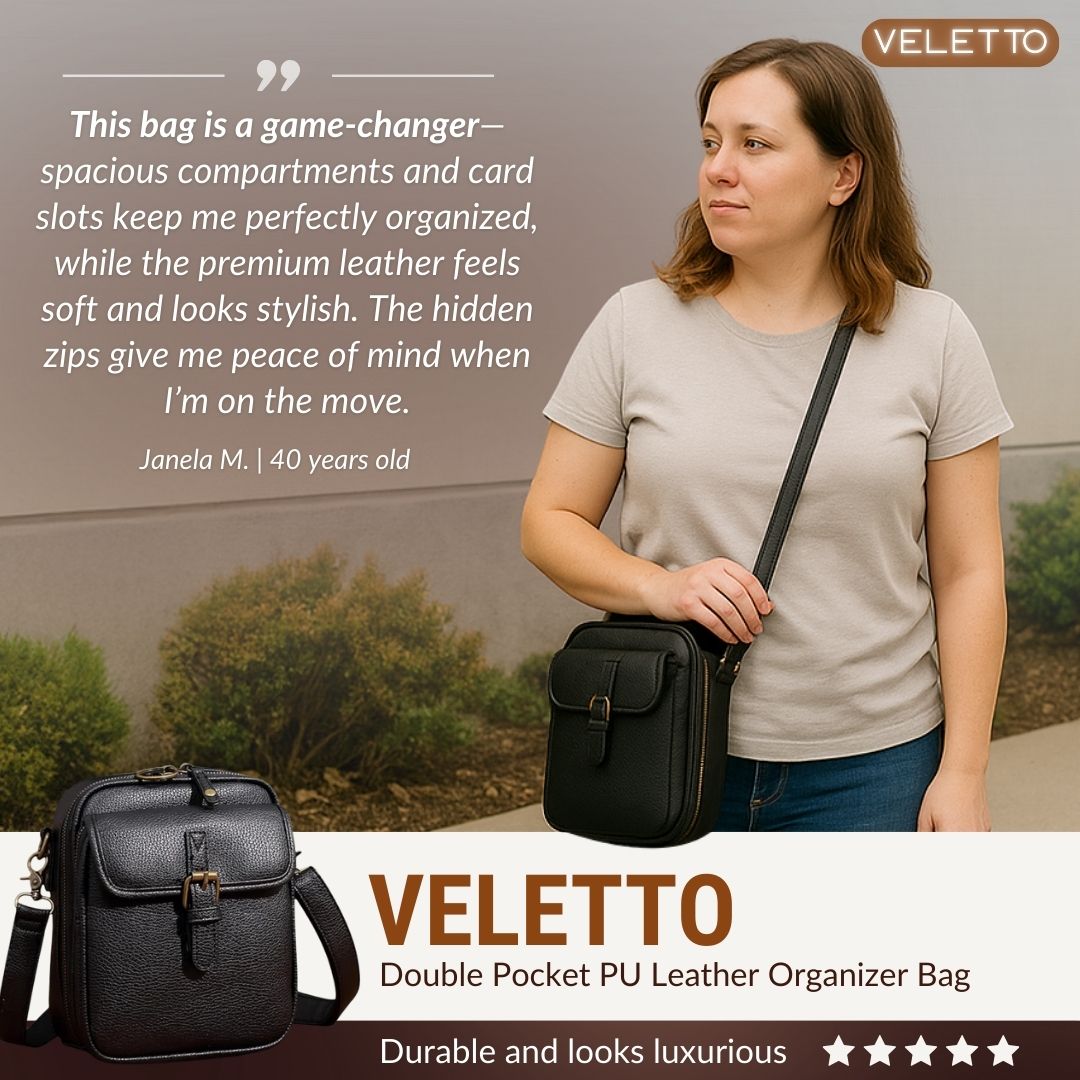 Veletto™ - Double Pocket PU Leather Organizer Bag