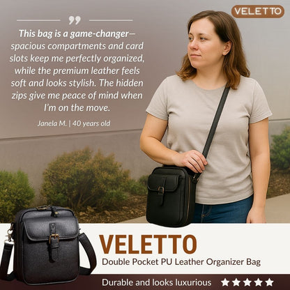 Veletto™ - Double Pocket PU Leather Organizer Bag